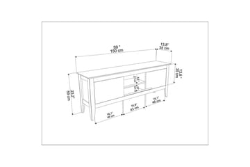 Hue TV-benk 150 cm - Sort/Eik - Møbler - TV- & Mediamøbler - TV benk & mediabenk