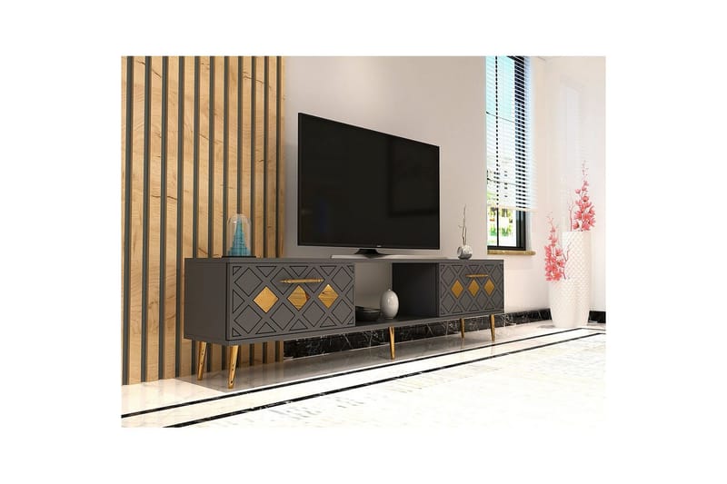 Ilna TV-benk 150 cm - Antrasitt/Gull - Møbler - TV- & Mediamøbler - TV benk & mediabenk