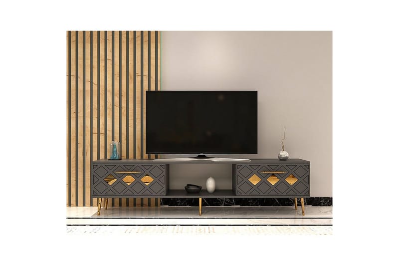 Ilna TV-benk 150 cm - Antrasitt/Gull - Møbler - TV- & Mediamøbler - TV benk & mediabenk