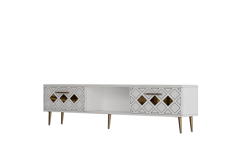 Ilna TV-benk 150 cm - Hvit/Gull - Møbler - TV- & Mediamøbler - TV benk & mediabenk