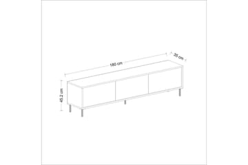 Imaj Gulvstående TV-benk 180 cm med Oppbevaring i Malt Tre - Hvit - Møbler - TV- & Mediamøbler - TV benk & mediabenk