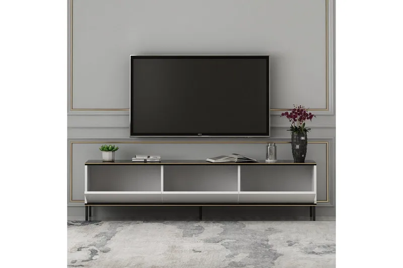 Imaj Gulvstående TV-benk 180 cm med Oppbevaring i Malt Tre - Hvit - Møbler - TV- & Mediamøbler - TV benk & mediabenk