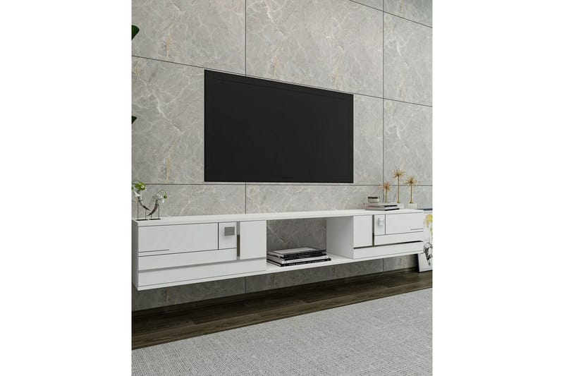 Jorin TV-benk 150 cm - Hvit/Sølv - Møbler - TV- & Mediamøbler - TV benk & mediabenk