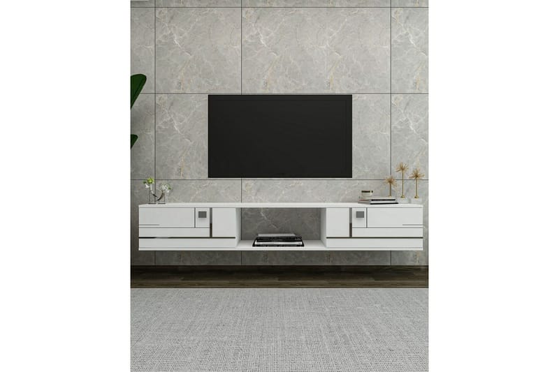 Jorin TV-benk 150 cm - Hvit/Sølv - Møbler - TV- & Mediamøbler - TV benk & mediabenk