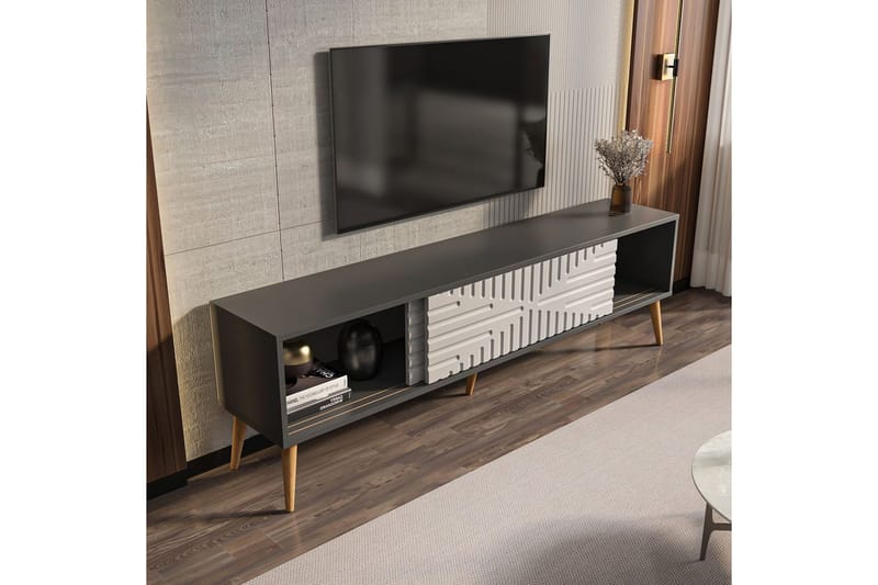 Kalon TV-benk 180 cm - Antrasitt/Hvit - Møbler - TV- & Mediamøbler - TV benk & mediabenk