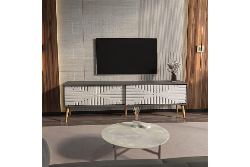 Kalon TV-benk 180 cm - Antrasitt/Hvit - Møbler - TV- & Mediamøbler - TV benk & mediabenk