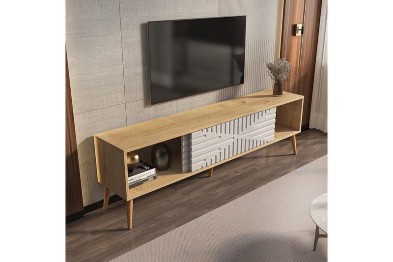 Kalon TV-benk 180 cm - Eik/Hvit - Møbler - TV- & Mediamøbler - TV benk & mediabenk