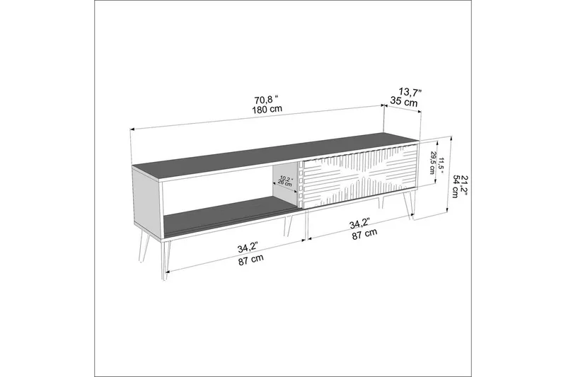 Kalon TV-benk 180 cm - Sort/Hvit - Møbler - TV- & Mediamøbler - TV benk & mediabenk