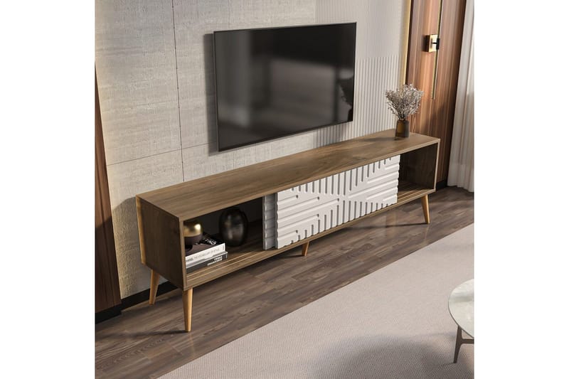 Kalon TV-benk 180 cm - Valnøtt/Hvit - Møbler - TV- & Mediamøbler - TV benk & mediabenk