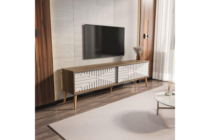 Kalon TV-benk 180 cm - Valnøtt/Hvit - Møbler - TV- & Mediamøbler - TV benk & mediabenk