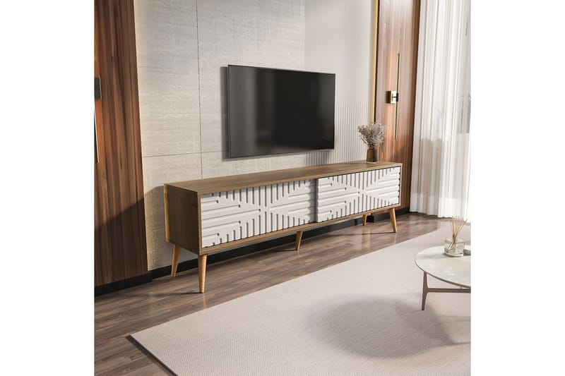 Kalon TV-benk 180 cm - Valnøtt/Hvit - Møbler - TV- & Mediamøbler - TV benk & mediabenk