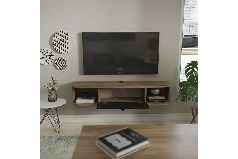 Kalvos TV-benk 120 cm - Sort/Eik - Møbler - TV- & Mediamøbler - TV benk & mediabenk