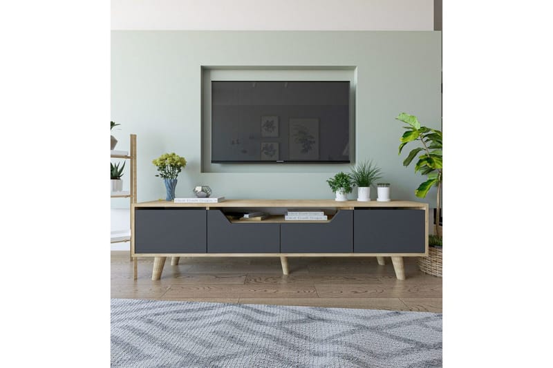 Kollumber TV-benk 180x30 cm - Brun/Antrasitt - Møbler - TV- & Mediamøbler - Mediestativ & veggfeste - TV-veggfeste