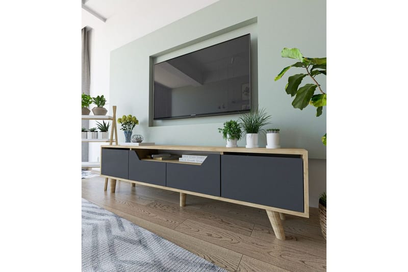 Kollumber TV-benk 180x30 cm - Brun/Antrasitt - Møbler - TV- & Mediamøbler - Mediestativ & veggfeste - TV-veggfeste