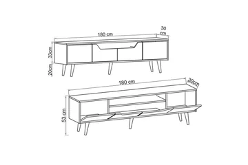 Kollumber TV-benk 180x30 cm - Brun/Hvit - Møbler - TV- & Mediamøbler - Mediestativ & veggfeste - TV-veggfeste