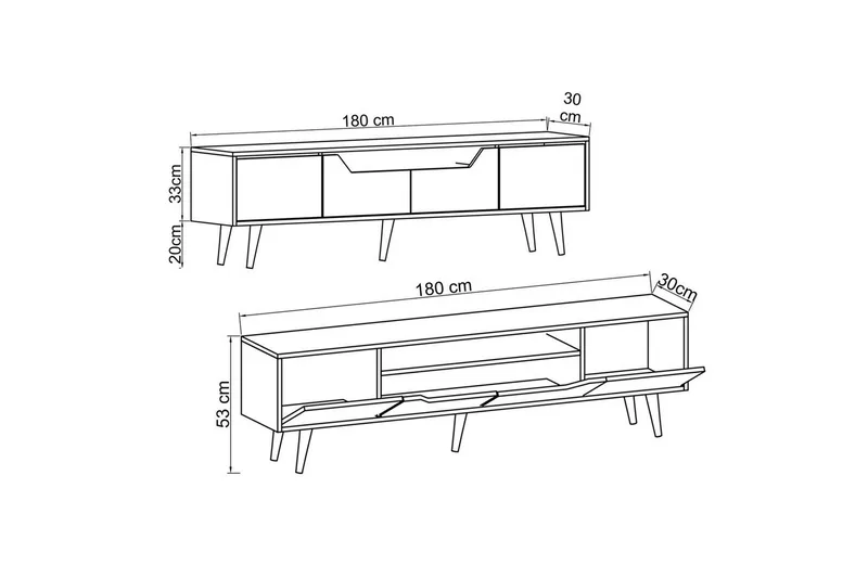Kollumber TV-benk 180x30 cm - Brun/Hvit - Møbler - TV- & Mediamøbler - Mediestativ & veggfeste - TV-veggfeste