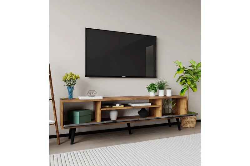 Kollumber TV-benk 180x30 cm - Valnøtt/Antrasitt - Møbler - TV- & Mediamøbler - Mediestativ & veggfeste - TV-veggfeste
