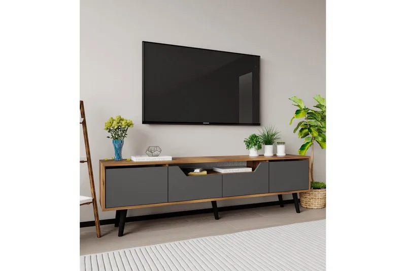 Kollumber TV-benk 180x30 cm - Valnøtt/Antrasitt - Møbler - TV- & Mediamøbler - Mediestativ & veggfeste - TV-veggfeste