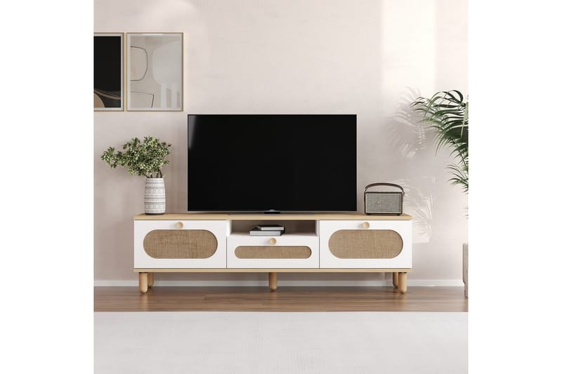 Kumail TV-benk 150 cm - Eik/Hvit - Møbler - TV- & Mediamøbler - TV benk & mediabenk