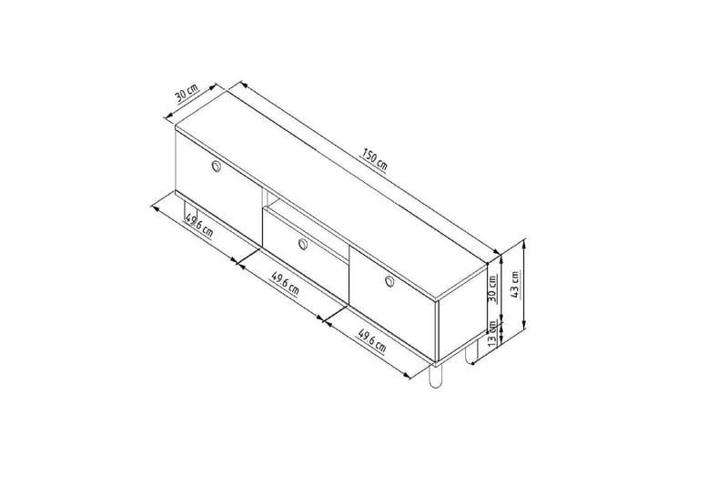 Kumail TV-benk 150 cm - Eik/Hvit - Møbler - TV- & Mediamøbler - TV benk & mediabenk