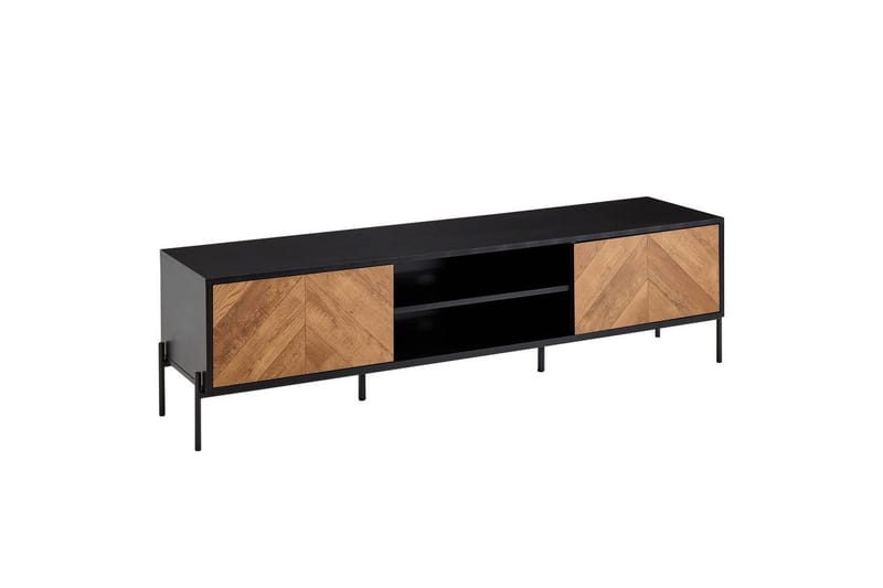 Lavbord Wohnling Eikentre foliert med 2 dører oppbevaringsbrett metallben landlig stil