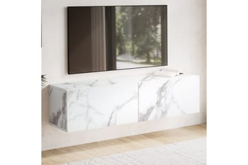 Lavbord Wohnling Foliert oppheng med klaffdør Moderne Marmor, Hvit, 120 cm - Marmor, Hvit, 120 cm - Møbler - TV- & Mediamøbler - TV-hylle