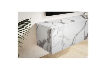 Lavbord Wohnling Foliert oppheng med klaffdør Moderne Marmor, Hvit, 120 cm - Marmor, Hvit, 120 cm - Møbler - TV- & Mediamøbler - TV-hylle