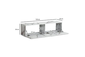 Lavbord Wohnling Foliert oppheng med klaffdør Moderne Marmor, Hvit, 120 cm - Marmor, Hvit, 120 cm - Møbler - TV- & Mediamøbler - Mediestativ & veggfeste - TV-veggfeste