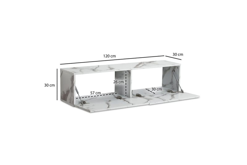 Lavbord Wohnling Foliert oppheng med klaffdør Moderne Marmor, Hvit, 120 cm - Marmor, Hvit, 120 cm - Møbler - TV- & Mediamøbler - Mediestativ & veggfeste - TV-veggfeste
