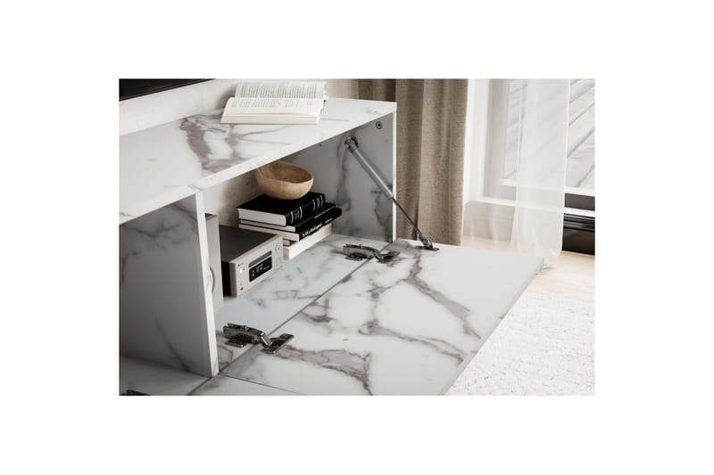Lavbord Wohnling Foliert oppheng med klaffdør Moderne Marmor, Hvit, 120 cm - Marmor, Hvit, 120 cm - Møbler - TV- & Mediamøbler - Mediestativ & veggfeste - TV-veggfeste