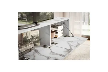 Lavbord Wohnling Foliert oppheng med klaffdør Moderne Marmor, Hvit, 160 cm - Marmor, Hvit, 160 cm - Møbler - TV- & Mediamøbler - TV-hylle