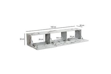 Lavbord Wohnling Foliert oppheng med klaffdør Moderne Marmor, Hvit, 160 cm - Marmor, Hvit, 160 cm - Møbler - TV- & Mediamøbler - Mediestativ & veggfeste - TV-veggfeste