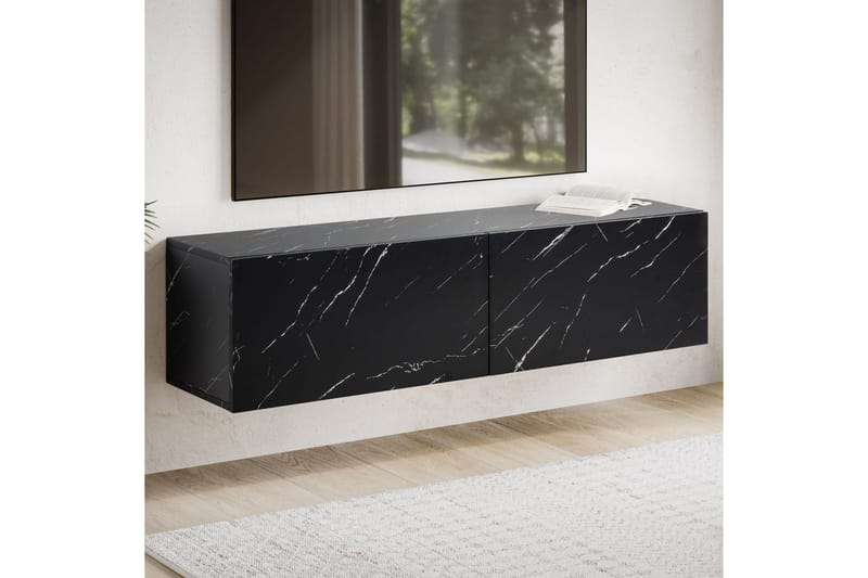 Lavbord Wohnling Foliert oppheng med klaffdør Moderne Marmor, Svart, 120 cm - Marmor, Svart, 120 cm - Møbler - TV- & Mediamøbler - Mediestativ & veggfeste - TV-veggfeste
