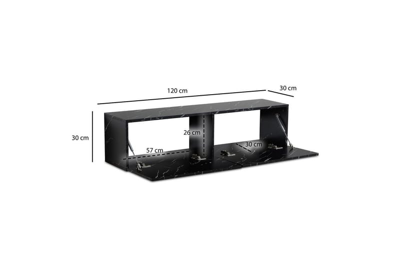 Lavbord Wohnling Foliert oppheng med klaffdør Moderne Marmor, Svart, 120 cm - Marmor, Svart, 120 cm - Møbler - TV- & Mediamøbler - Mediestativ & veggfeste - TV-veggfeste