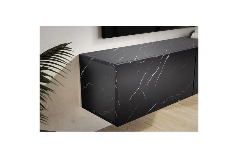 Lavbord Wohnling Foliert oppheng med klaffdør Moderne Marmor, Svart, 120 cm - Marmor, Svart, 120 cm - Møbler - TV- & Mediamøbler - Mediestativ & veggfeste - TV-veggfeste