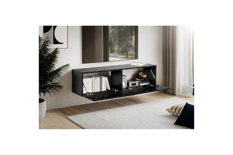 Lavbord Wohnling Foliert oppheng med klaffdør Moderne Marmor, Svart, 120 cm - Marmor, Svart, 120 cm - Møbler - TV- & Mediamøbler - Mediestativ & veggfeste - TV-veggfeste