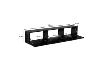 Lavbord Wohnling Foliert oppheng med klaffdør Moderne Marmor, Svart, 160 cm - Marmor, Svart, 160 cm - Møbler - TV- & Mediamøbler - Mediestativ & veggfeste - TV-veggfeste