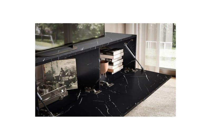 Lavbord Wohnling Foliert oppheng med klaffdør Moderne Marmor, Svart, 160 cm - Marmor, Svart, 160 cm - Møbler - TV- & Mediamøbler - Mediestativ & veggfeste - TV-veggfeste