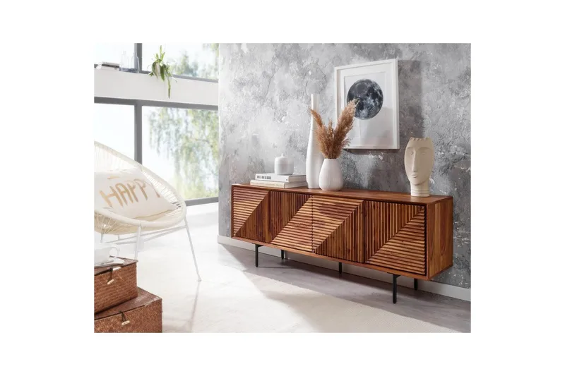 Lavbord Wohnling Heltre med oppbevaring 4 dører push to open landlig stil - Møbler - TV- & Mediamøbler - TV benk & mediabenk