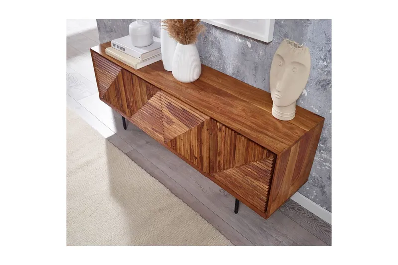 Lavbord Wohnling Heltre med oppbevaring 4 dører push to open landlig stil - Møbler - TV- & Mediamøbler - TV benk & mediabenk