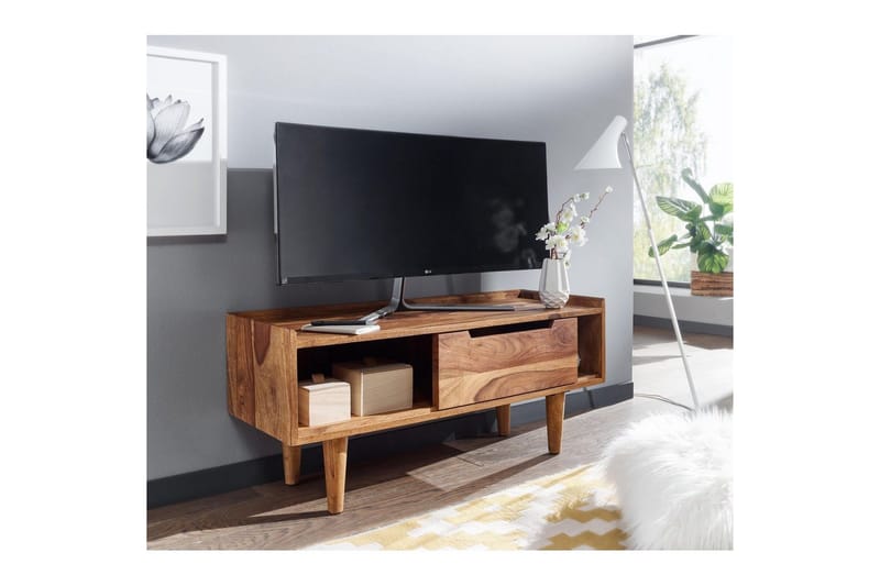 Lavbord Wohnling Massivt tre med oppbevaring 1 dør treben landlig stil - Møbler - TV- & Mediamøbler - TV benk & mediabenk