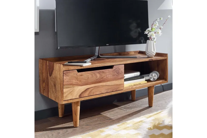 Lavbord Wohnling Massivt tre med oppbevaring 1 dør treben landlig stil - Møbler - TV- & Mediamøbler - TV benk & mediabenk