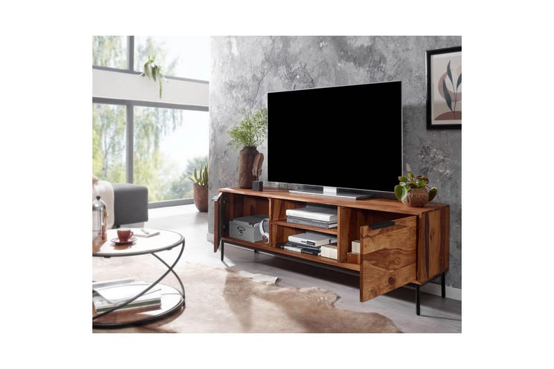 Lavbord Wohnling Massivt tre med oppbevaring 2 dører landlig stil - Møbler - TV- & Mediamøbler - TV benk & mediabenk