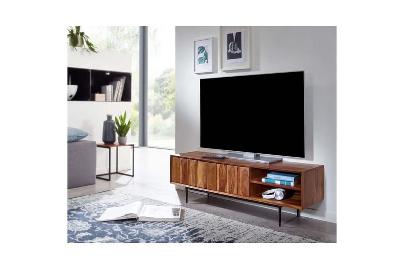 Lavbord Wohnling Massivt tre med oppbevaring 2 dører push to open landlig stil - Møbler - TV- & Mediamøbler - Mediestativ & veggfeste - TV-veggfeste