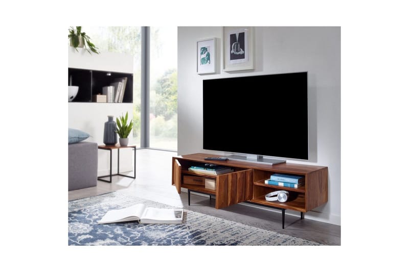 Lavbord Wohnling Massivt tre med oppbevaring 2 dører push to open landlig stil - Møbler - TV- & Mediamøbler - TV benk & mediabenk