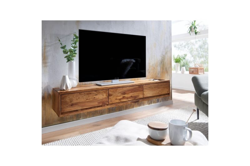Lavbord Wohnling Massivt treoppheng med 3 skuffer, landlig stil - Møbler - TV- & Mediamøbler - Mediestativ & veggfeste - TV-veggfeste