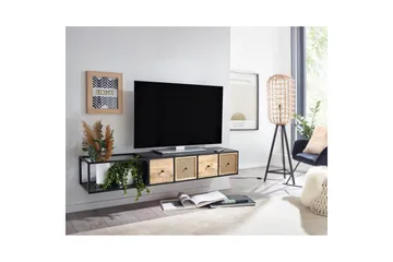 Lavbord Wohnling Metall Hengende med 3 Skuffer i Massivt Tre Industriell - Møbler - TV- & Mediamøbler - Mediestativ & veggfeste - TV-veggfeste