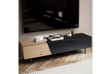 Lavbord Wohnling moderne sponplate, 1 skuff og 1 klaffdør, metallben, moderne stil Svart, Eik - Svart, Eik - Møbler - TV- & Mediamøbler - Mediestativ & veggfeste - TV-veggfeste