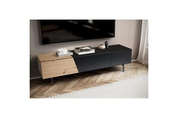 Lavbord Wohnling moderne sponplate, 1 skuff og 1 klaffdør, metallben, moderne stil Svart, Eik - Svart, Eik - Møbler - TV- & Mediamøbler - Mediestativ & veggfeste - TV-veggfeste
