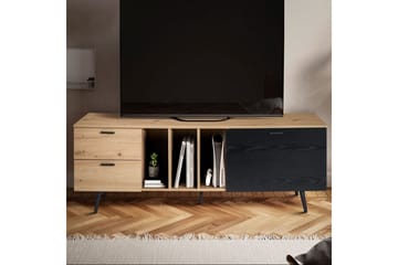 Lavbord Wohnling moderne sponplate, 2 skuffer, 1 dør, oppbevaringsbrett, metallben, moderne stil Eik - Eik - Møbler - TV- & Mediamøbler - Mediestativ & veggfeste - TV-veggfeste